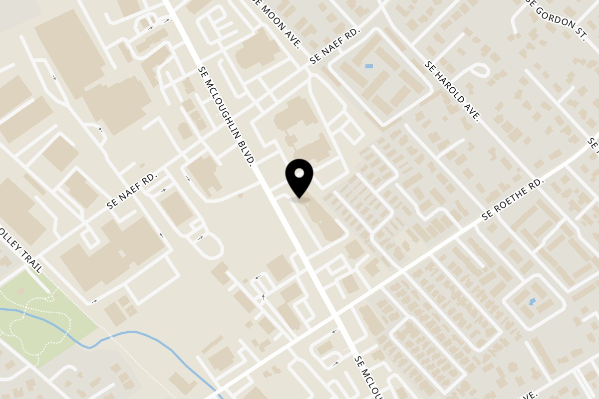 Map showing the location of City Pizza PDX on 17038 SE McLoughlin Blvd in Milwaukie